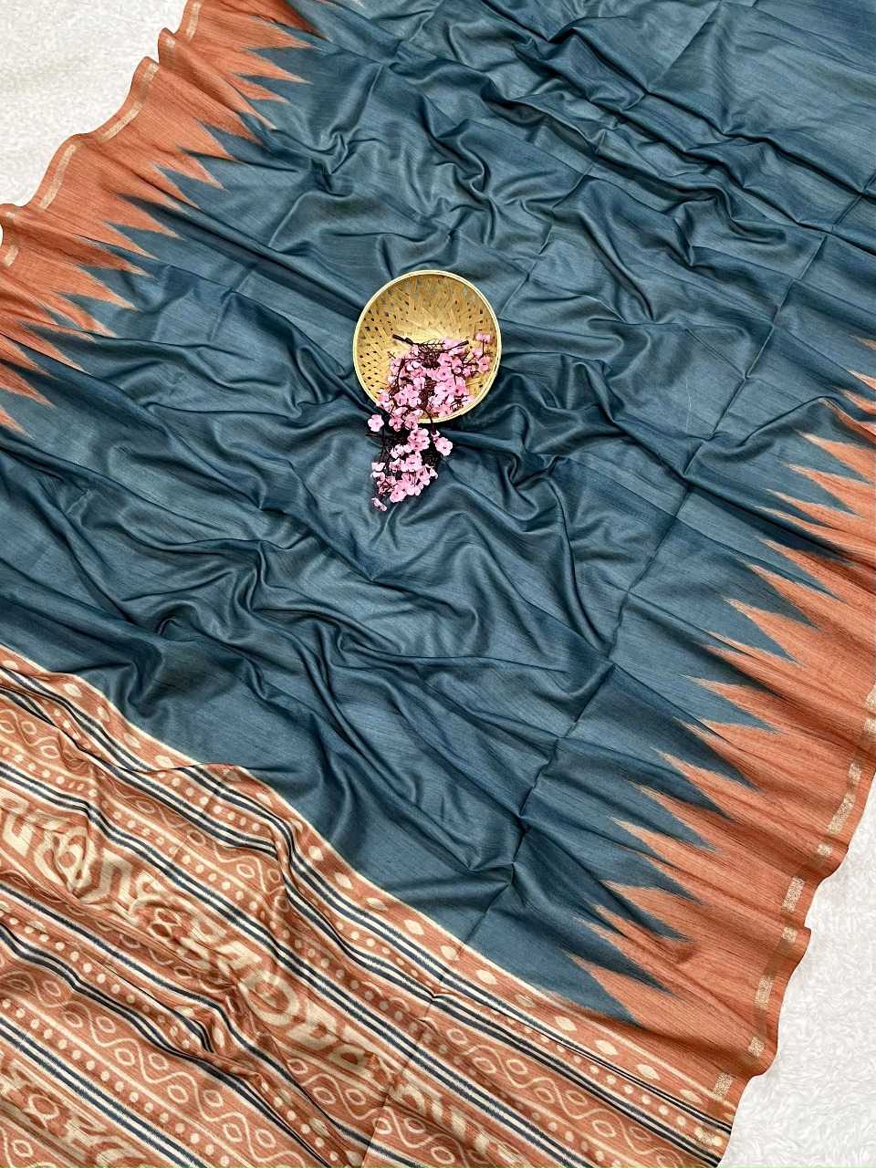 Ynf Tussar Silk KESH165 MONIKA TEMPLE Sarees Wholesale Ikkat Saree Traditional Sarees Tussar Sarees Manufacturer