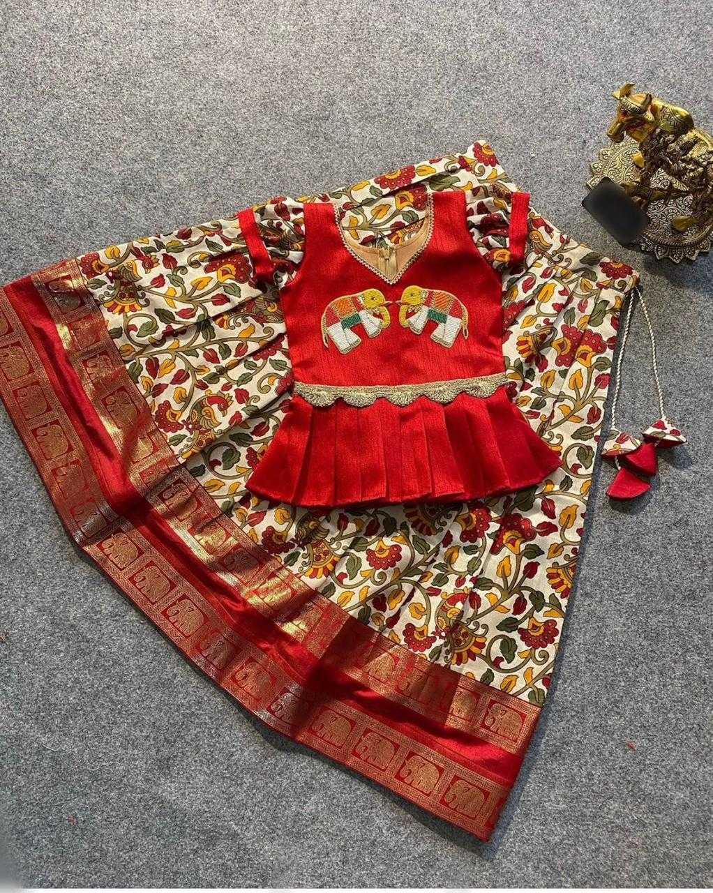 Ynf Tussar Silk RIN192 8038 Kids Wear Wholesale Kids Lehenga Kids Saree Dress Kids Silk Dress Manufacturer