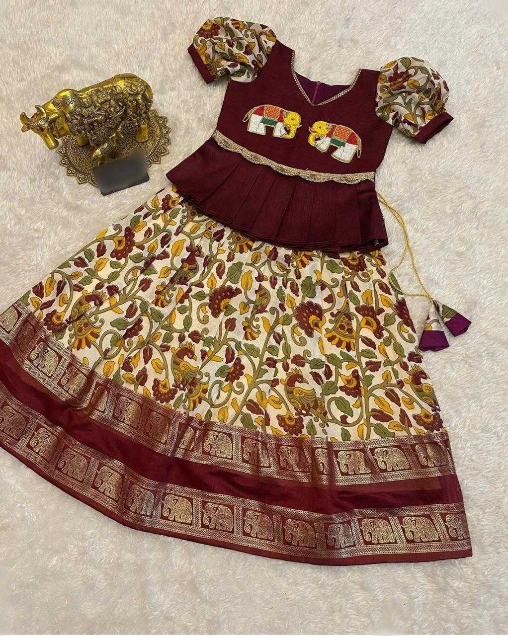 Ynf Tussar Silk RIN192 8038 Kids Wear Wholesale Kids Lehenga Kids Saree Dress Kids Silk Dress Manufacturer