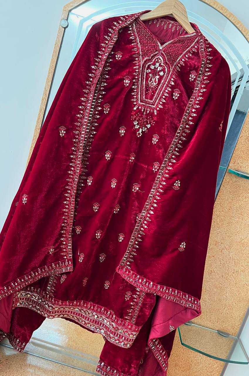 YNF VELVET KESH399 3132 SUITS & DRESSES WHOLESALE HIGH-LOW WEDDING EID SUITS MANUFACTURER