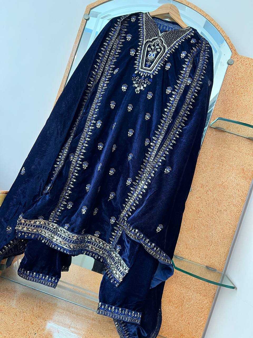 YNF VELVET KESH399 3132 SUITS & DRESSES WHOLESALE HIGH-LOW WEDDING EID SUITS MANUFACTURER