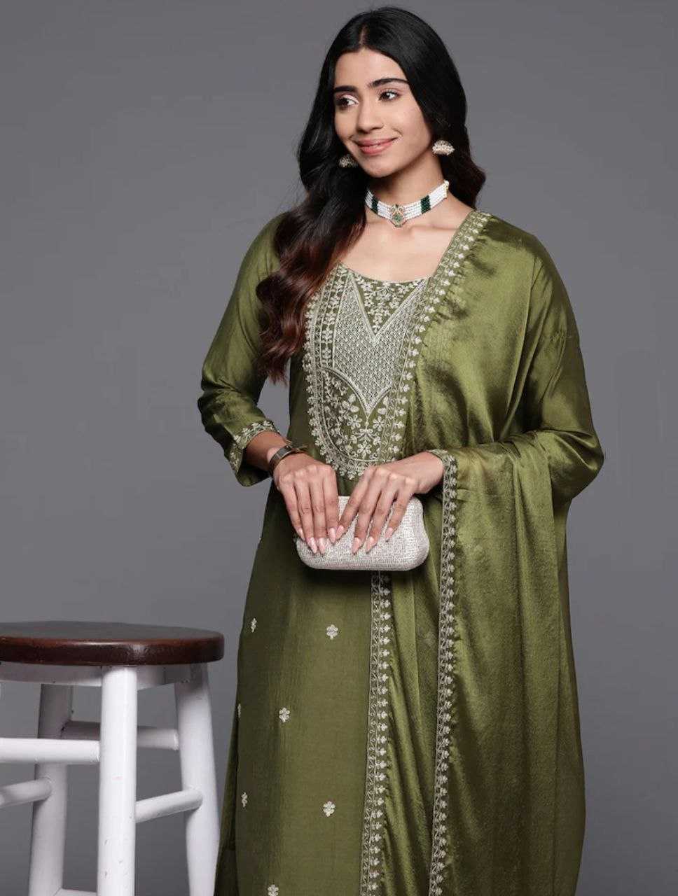 YNF VISCOSE CHANDERI RIN174 NENCY SUITS & DRESSES WHOLESALE EMBROIDERY LONG KURTI PARTY WEAR SUITS MANUFACTURER