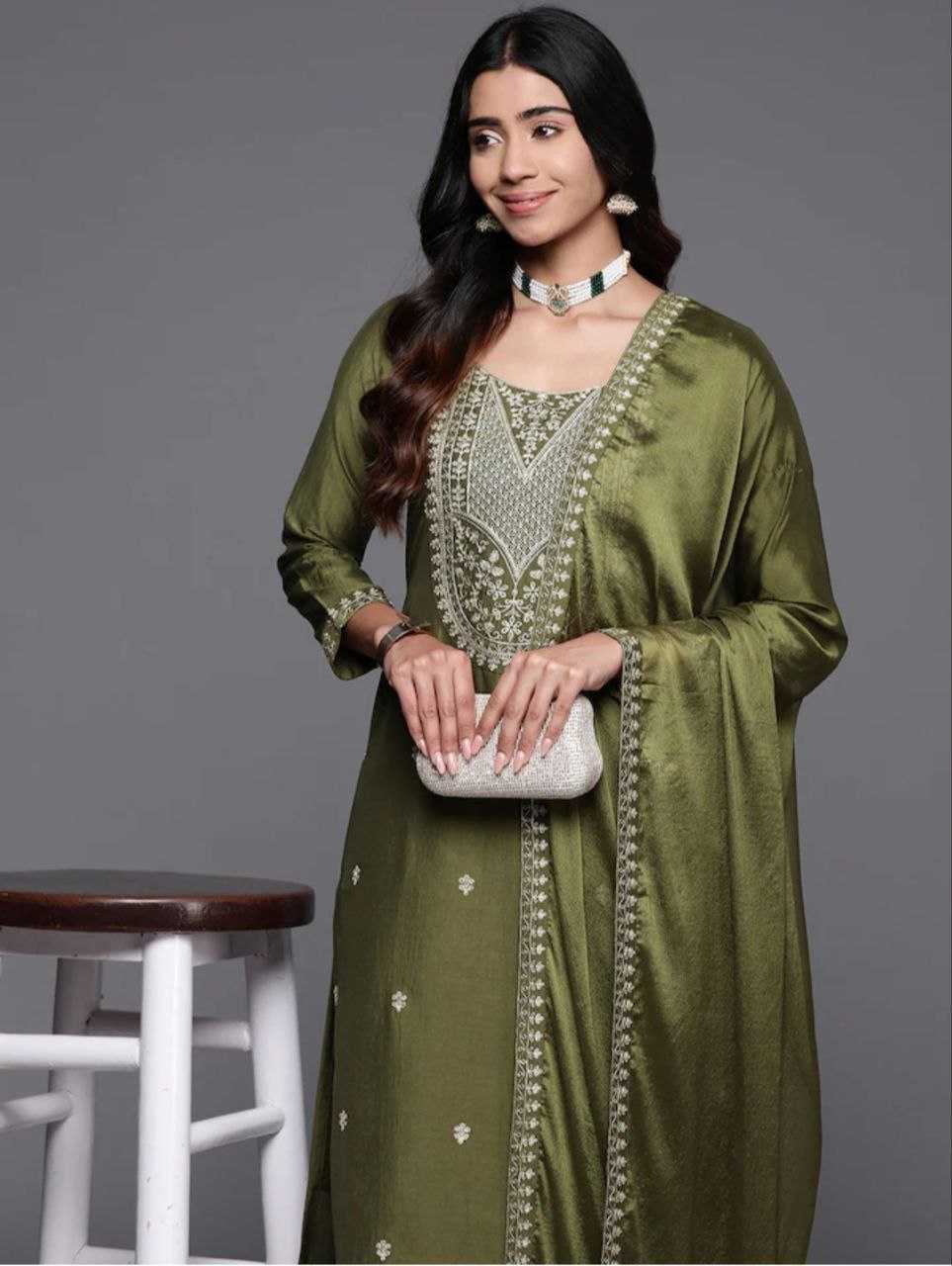 YNF VISCOSE CHANDERI RIN174 NENCY SUITS & DRESSES WHOLESALE EMBROIDERY LONG KURTI PARTY WEAR SUITS MANUFACTURER