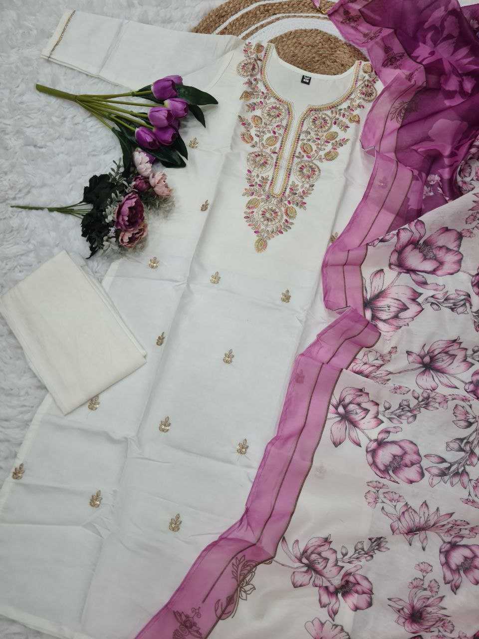 YNF VISCOSE CHANDERI RIN174 SLESHA SUITS & DRESSES WHOLESALE EMBROIDERY CHANDERI PARTY WEAR SUITS MANUFACTURER