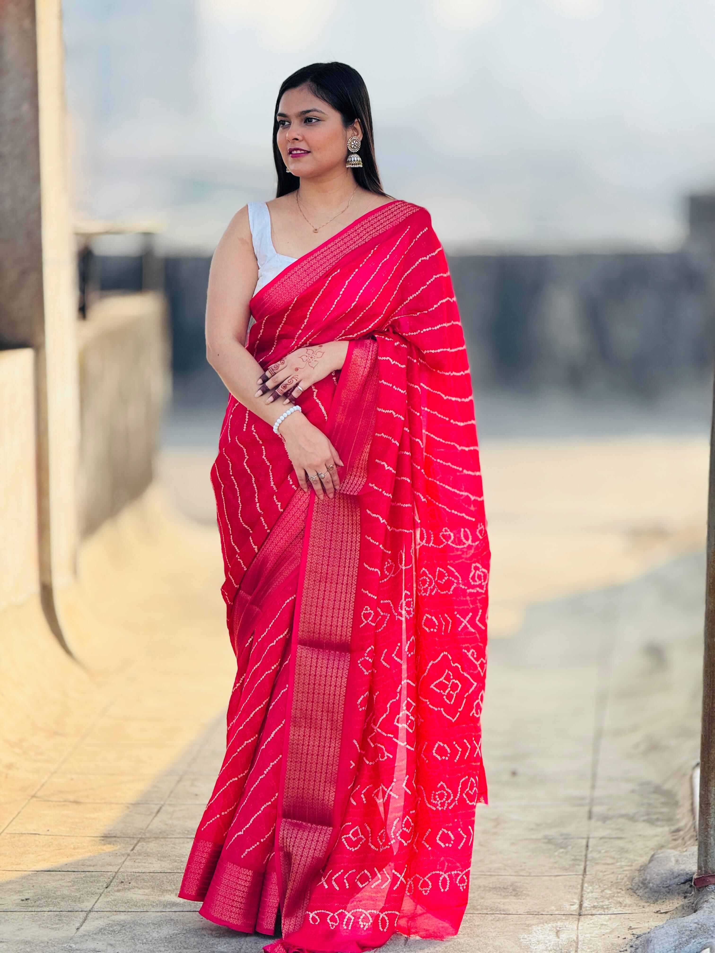 YNF VISCOSE KESH297 VHC02 SAREE WHOLESALE VISCOSE LEHERIYA BANDHANI SAREE MANUFACTURER