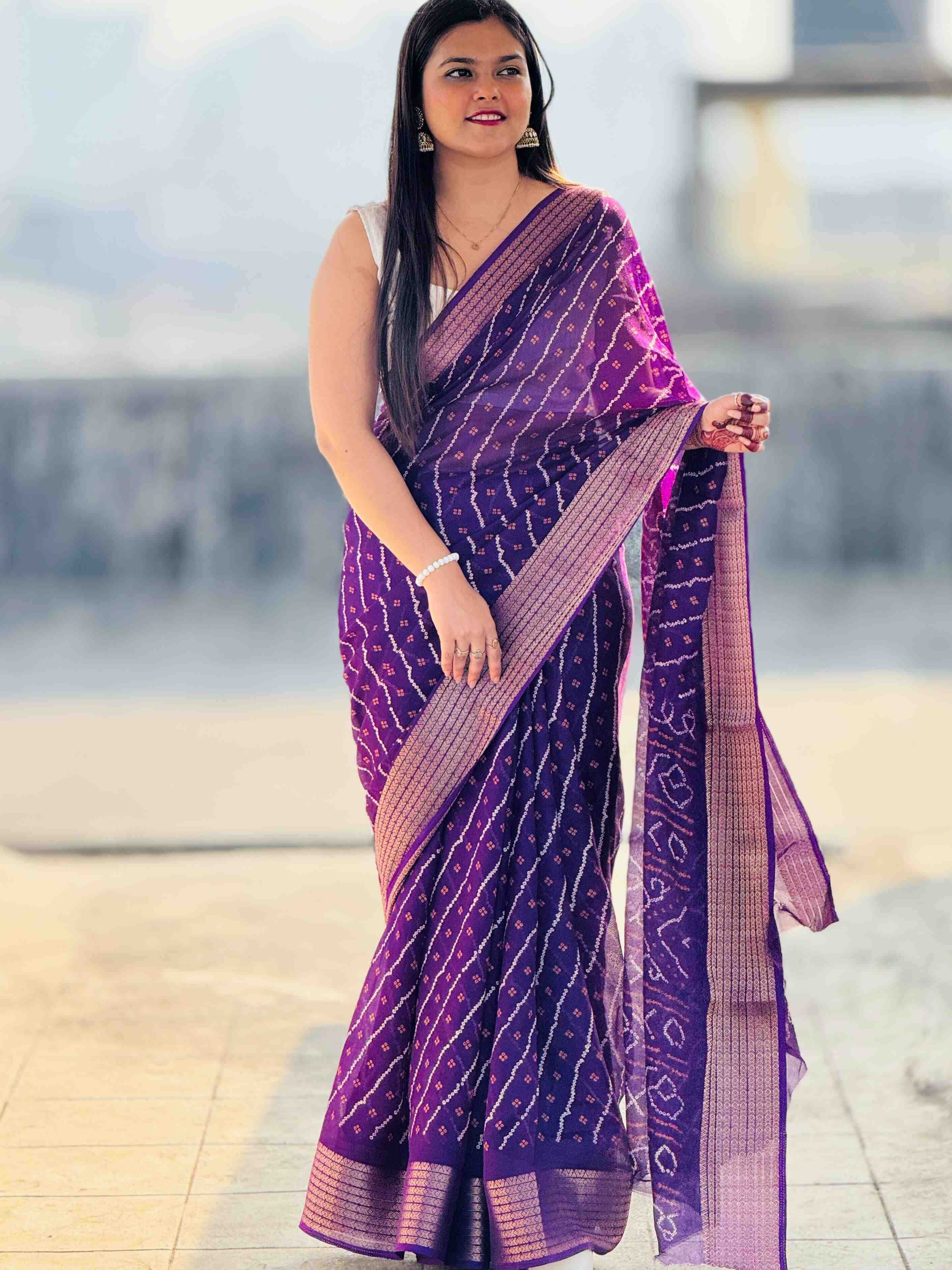 YNF VISCOSE KESH297 VHC02 SAREE WHOLESALE VISCOSE LEHERIYA BANDHANI SAREE MANUFACTURER