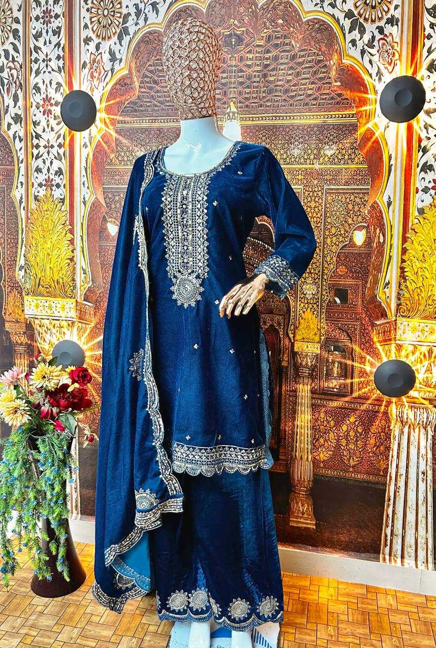 YNF VISCOSE KESH399 3080 SUITS & DRESSES WHOLESALE VELVET EMBROIDERY PAKISTANI PALAZZO SUITS MANUFACTURER