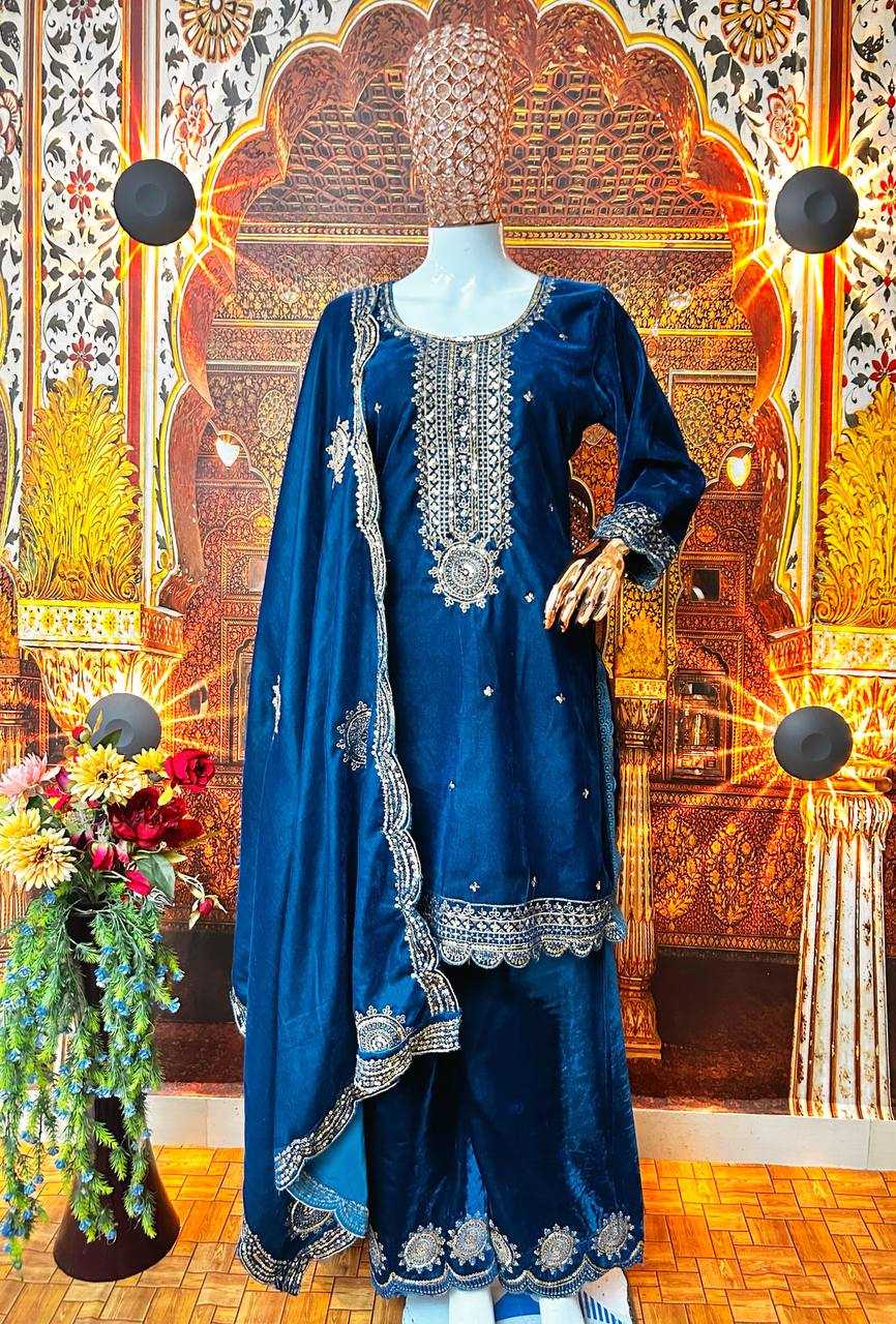 YNF VISCOSE KESH399 3080 SUITS & DRESSES WHOLESALE VELVET EMBROIDERY PAKISTANI PALAZZO SUITS MANUFACTURER