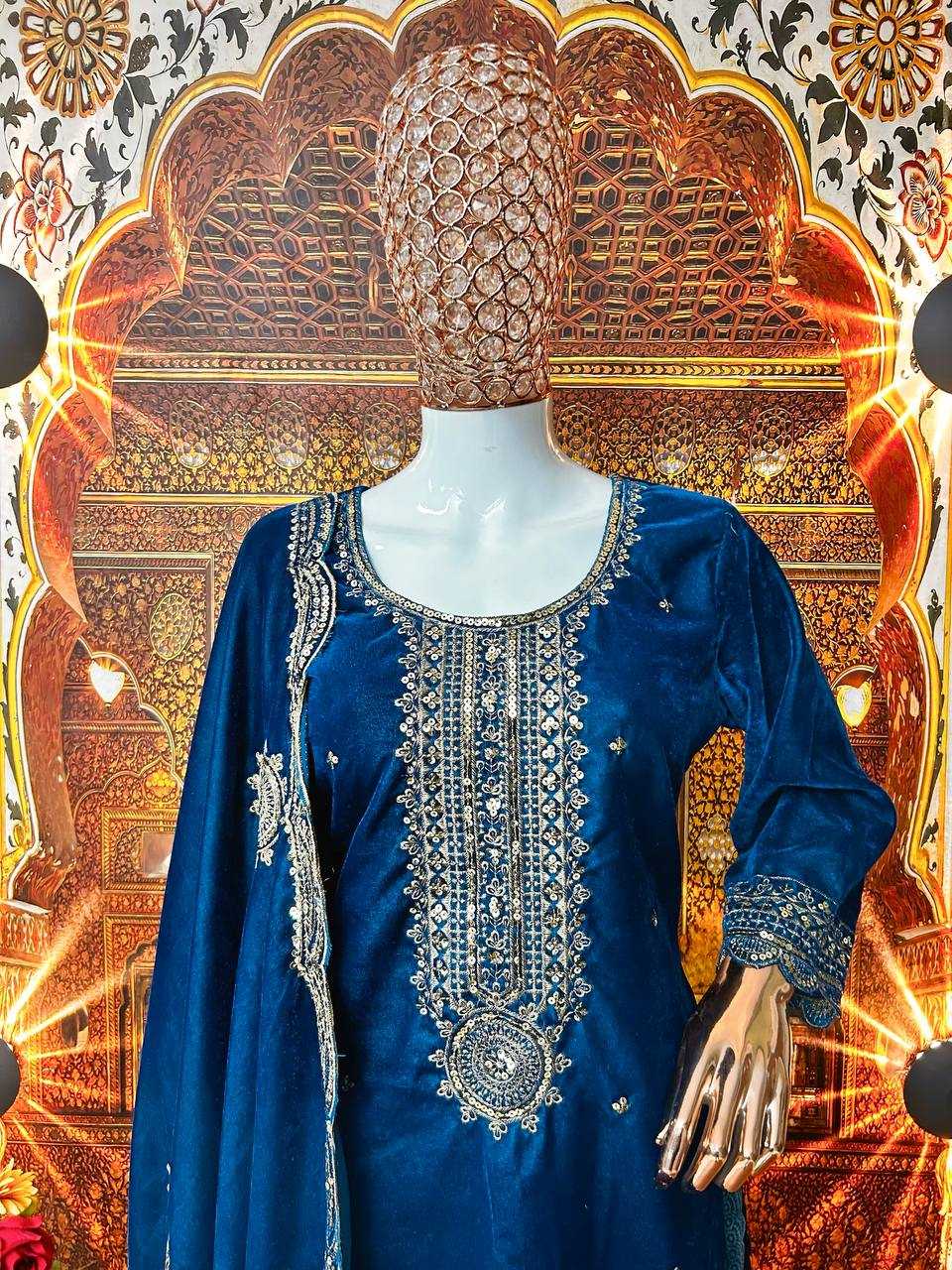 YNF VISCOSE KESH399 3080 SUITS & DRESSES WHOLESALE VELVET EMBROIDERY PAKISTANI PALAZZO SUITS MANUFACTURER