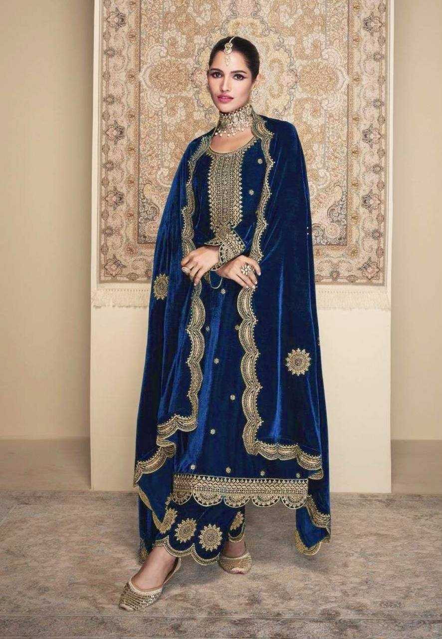 YNF VISCOSE KESH399 3080 SUITS & DRESSES WHOLESALE VELVET EMBROIDERY PAKISTANI PALAZZO SUITS MANUFACTURER