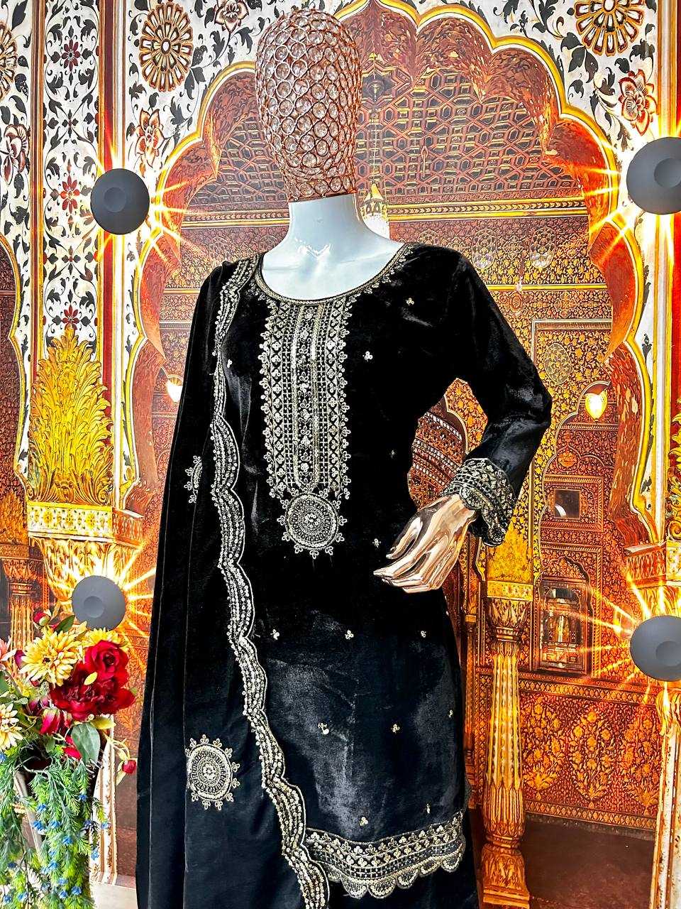 YNF VISCOSE KESH399 3080 SUITS & DRESSES WHOLESALE VELVET EMBROIDERY PAKISTANI PALAZZO SUITS MANUFACTURER