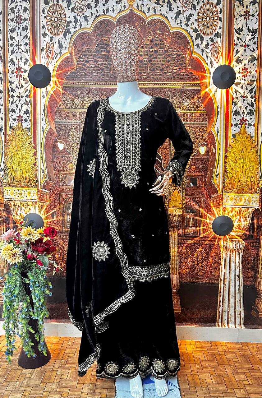 YNF VISCOSE KESH399 3080 SUITS & DRESSES WHOLESALE VELVET EMBROIDERY PAKISTANI PALAZZO SUITS MANUFACTURER