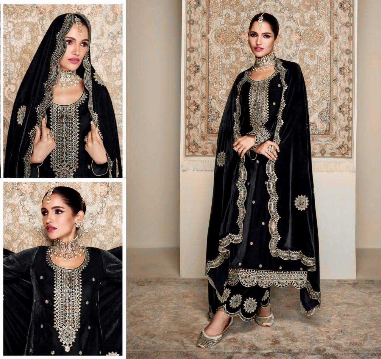 YNF VISCOSE KESH399 3080 SUITS & DRESSES WHOLESALE VELVET EMBROIDERY PAKISTANI PALAZZO SUITS MANUFACTURER