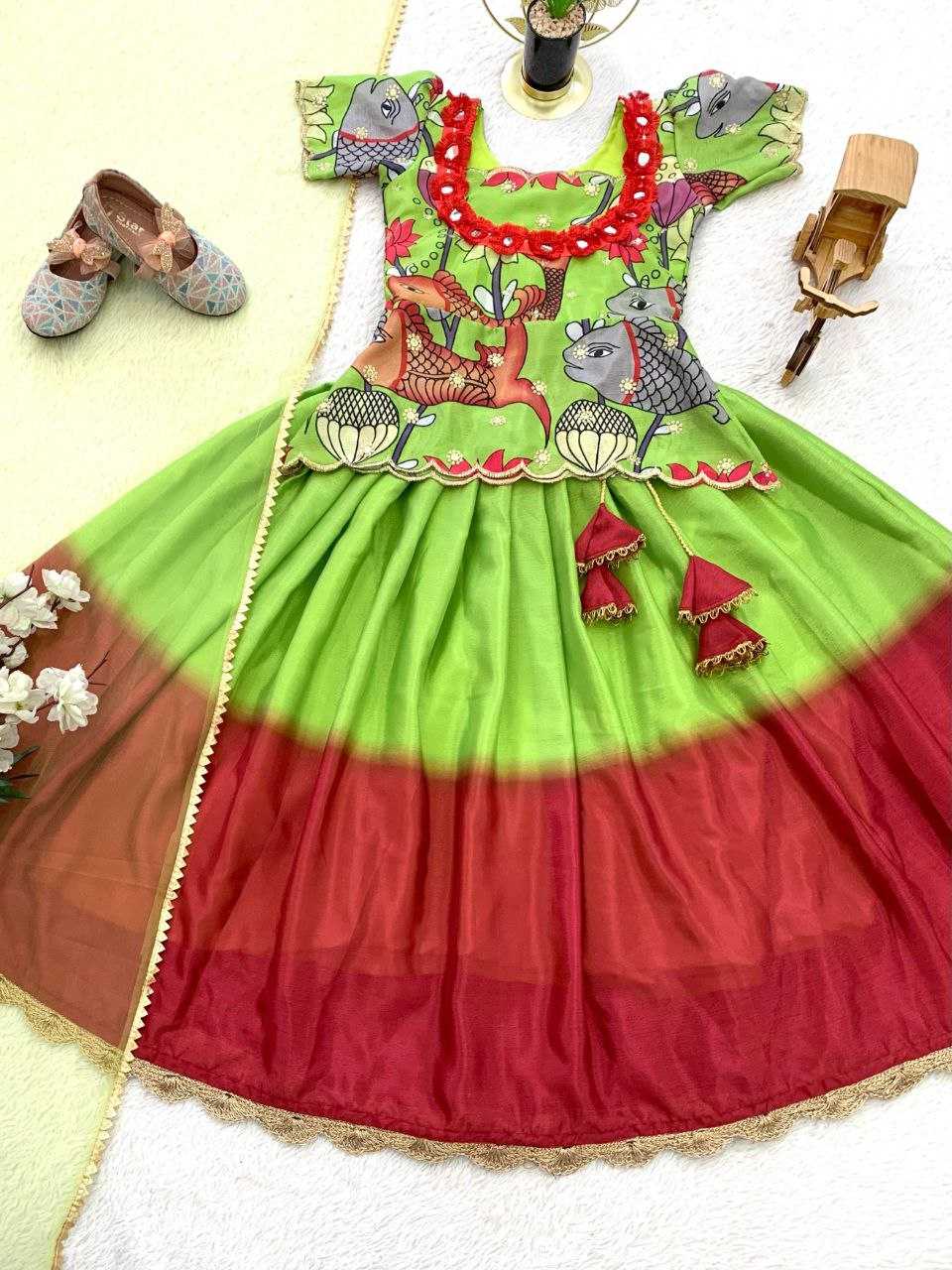 Ynf Chinon KESH168 MNT01 Kids Wear Wedding Collections Festive Collections Wholesale Kids Lehenga Kids Lehenga Choli Baby Girl Lehenga Manufacturer