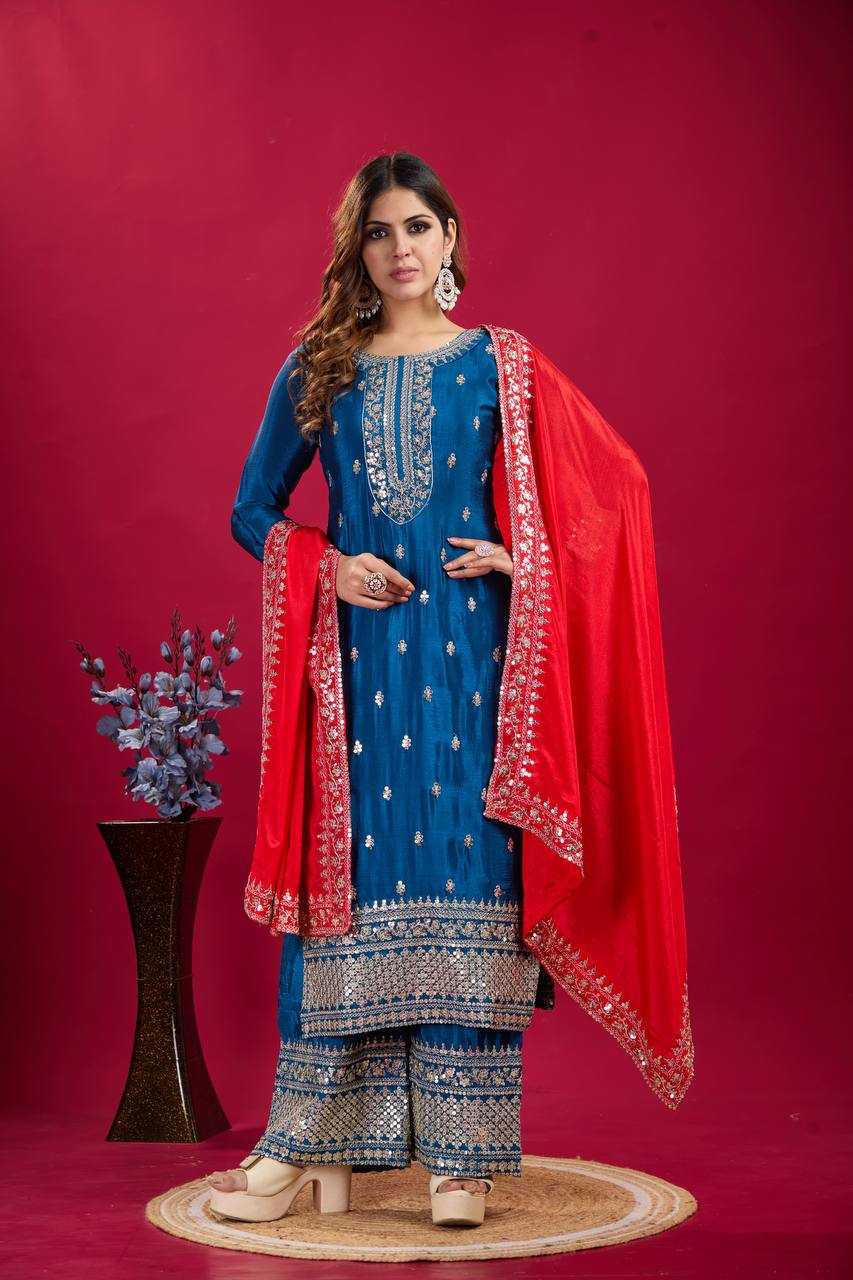 Ynf Chinon Silk KESH123 5140 Suits & Dresses Wedding Collections Festive Collections Wholesale Embroidery Suits Party wear suits Wedding Suits Manufacturer