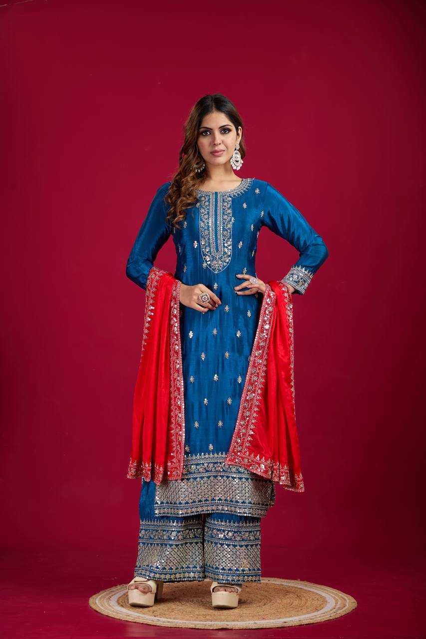 Ynf Chinon Silk KESH123 5140 Suits & Dresses Wedding Collections Festive Collections Wholesale Embroidery Suits Party wear suits Wedding Suits Manufacturer