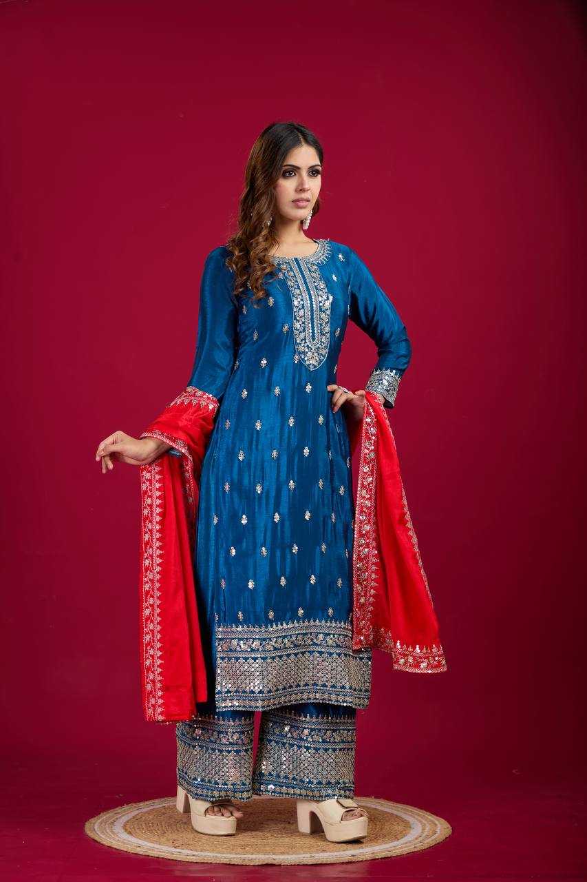 Ynf Chinon Silk KESH123 5140 Suits & Dresses Wedding Collections Festive Collections Wholesale Embroidery Suits Party wear suits Wedding Suits Manufacturer