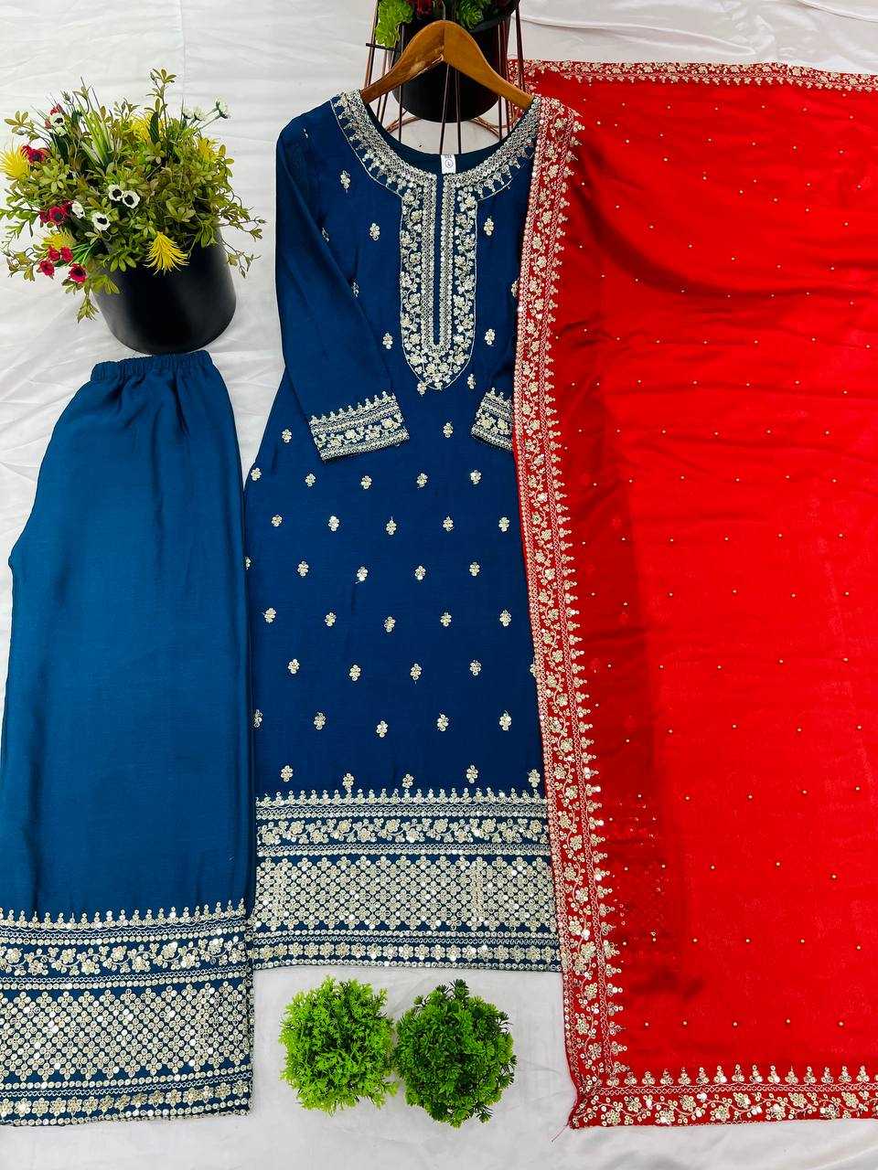 Ynf Chinon Silk KESH123 5140 Suits & Dresses Wedding Collections Festive Collections Wholesale Embroidery Suits Party wear suits Wedding Suits Manufacturer