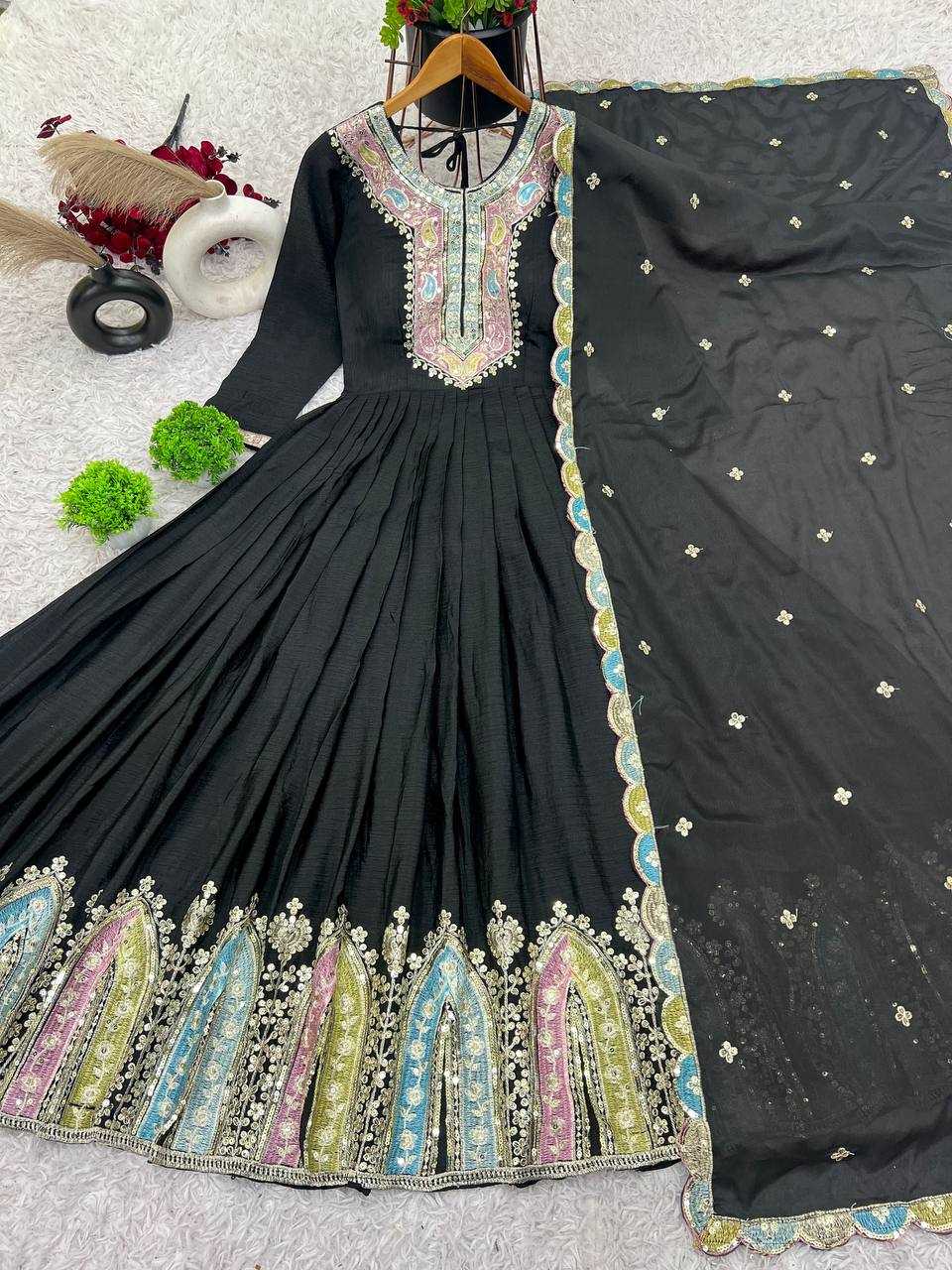 Ynf Chinon Silk KESH128 5002 Suits & Dresses Wedding Collections Festive Collections Wholesale Embroidery Suits Anarkali Suits Party wear suits Manufacturer