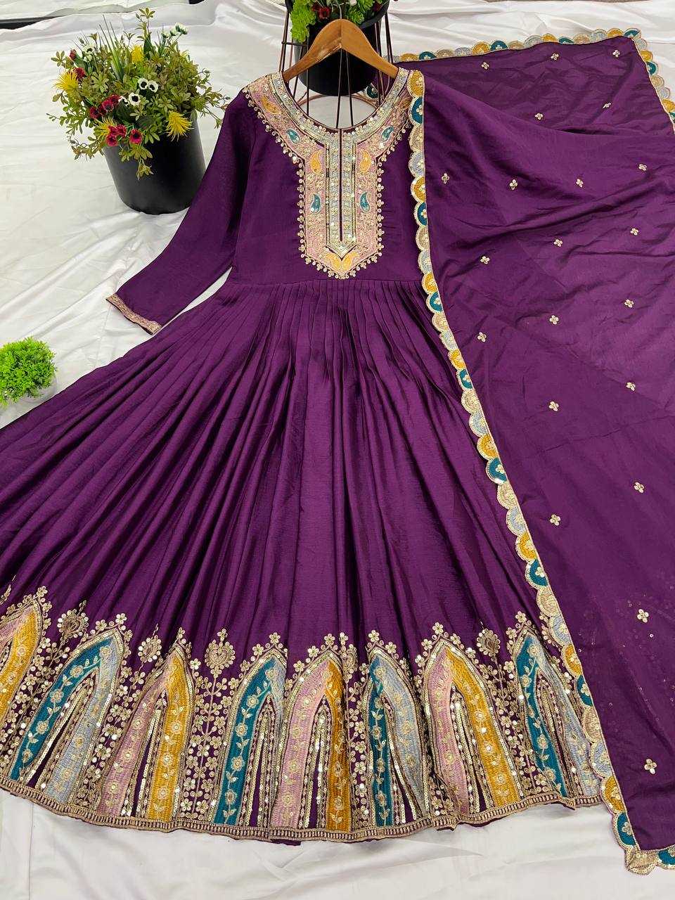 Ynf Chinon Silk KESH128 5002 Suits & Dresses Wedding Collections Festive Collections Wholesale Embroidery Suits Anarkali Suits Party wear suits Manufacturer