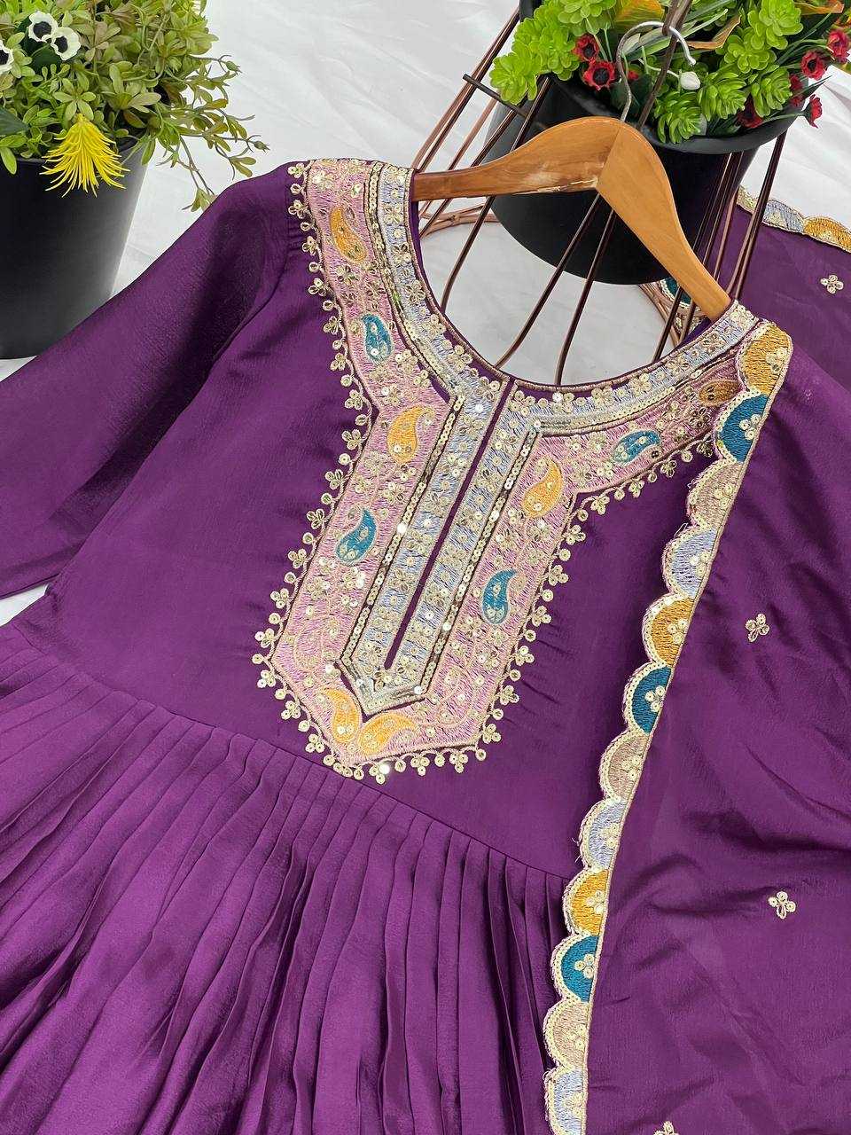 Ynf Chinon Silk KESH128 5002 Suits & Dresses Wedding Collections Festive Collections Wholesale Embroidery Suits Anarkali Suits Party wear suits Manufacturer