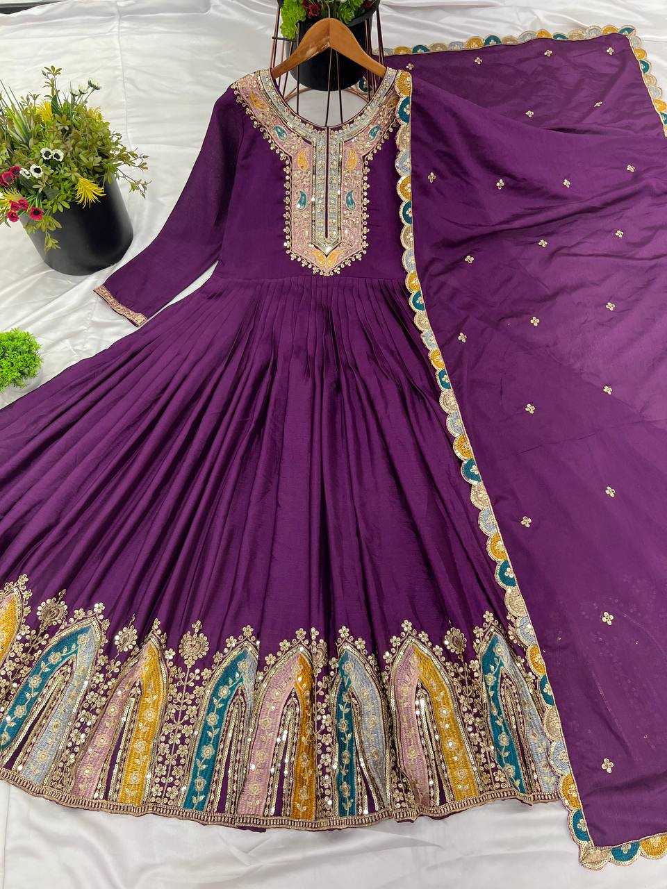 Ynf Chinon Silk KESH128 5002 Suits & Dresses Wedding Collections Festive Collections Wholesale Embroidery Suits Anarkali Suits Party wear suits Manufacturer