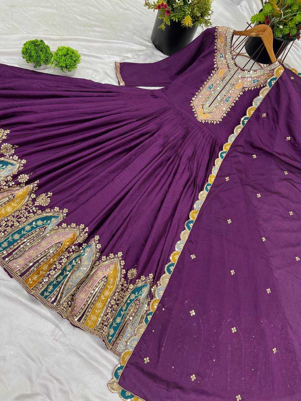 Ynf Chinon Silk KESH128 5002 Suits & Dresses Wedding Collections Festive Collections Wholesale Embroidery Suits Anarkali Suits Party wear suits Manufacturer