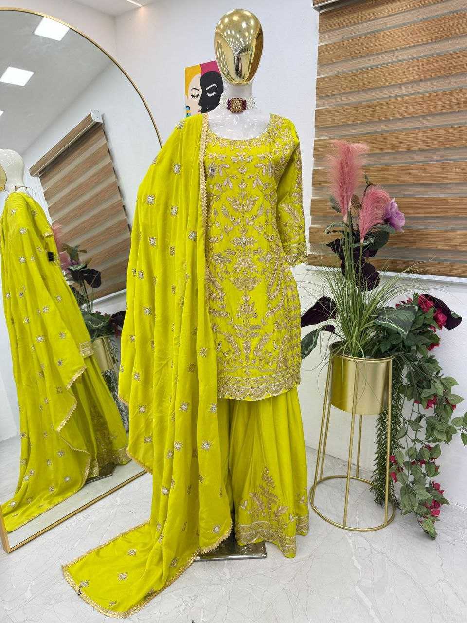 Ynf Chinon Silk KESH158 10091 Suits & Dresses Islamic Clothing Festive Collections Wholesale Sharara Salwar Suits Embroidery Suits Party wear suits Manufacturer