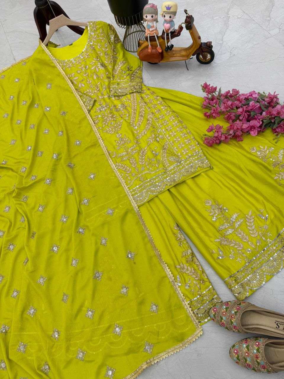 Ynf Chinon Silk KESH158 10091 Suits & Dresses Islamic Clothing Festive Collections Wholesale Sharara Salwar Suits Embroidery Suits Party wear suits Manufacturer