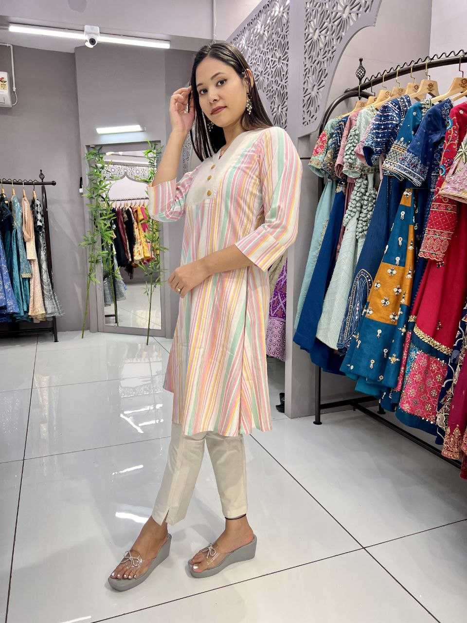 Ynf Cotton KESH406 624 Kurti Wholesale Designer Kurtis Cotton Kurtis Kurti With Pants Manufacturer