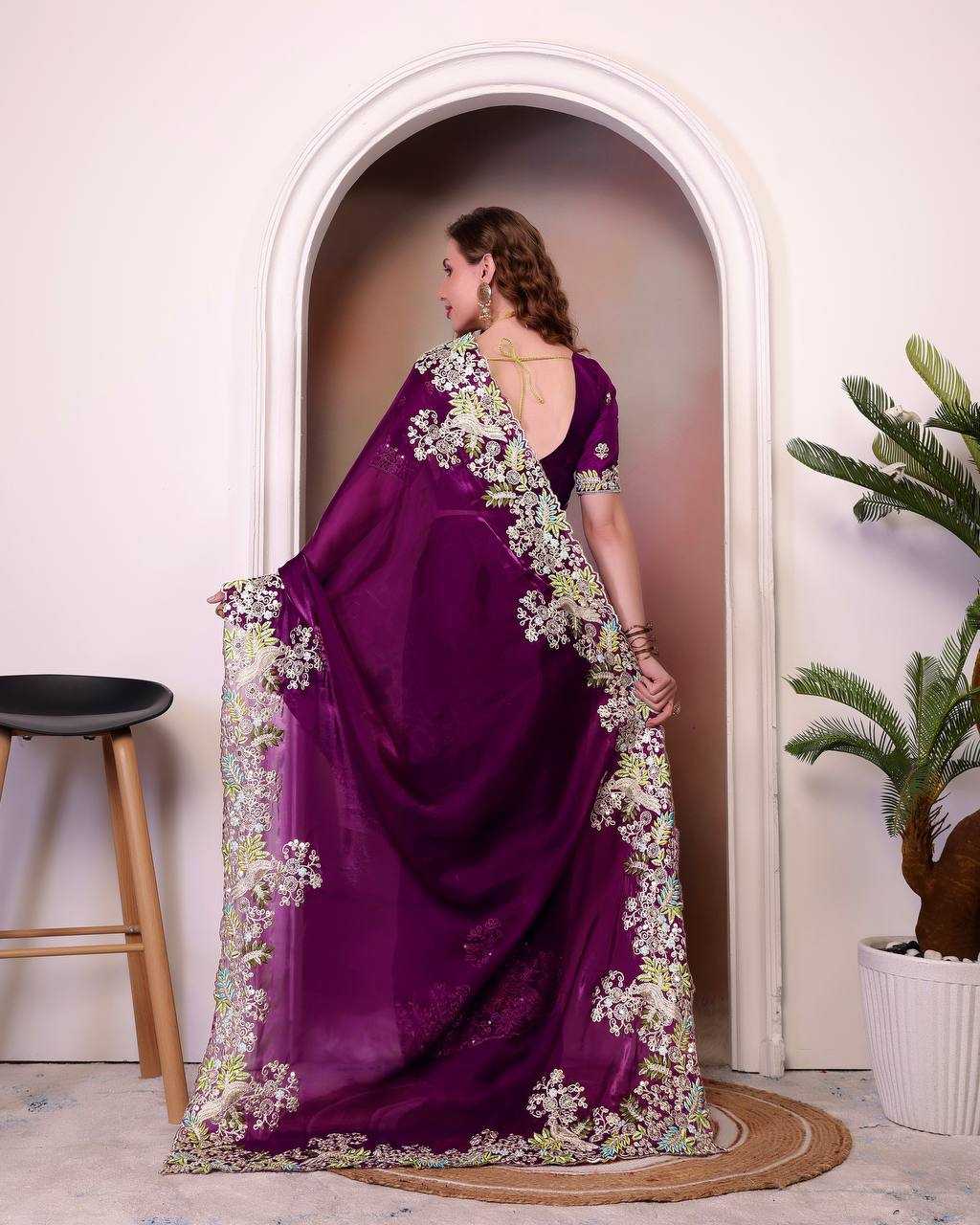 Ynf Jimmy Choo KESH169 1285 Sarees Wholesale Jimmy Choo Sarees Fancy Sarees Embroidered Sarees Manufacturer