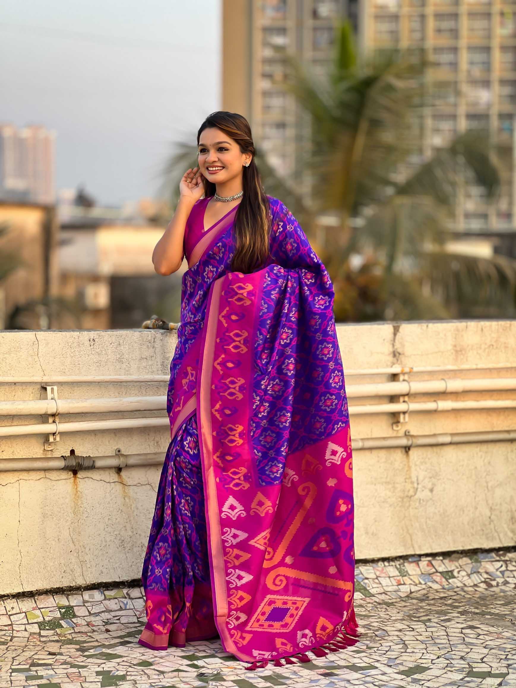 Ynf Premium Silk RIN116 SATRANGI PATOLA Sarees Wedding Collections Festive Collections Wholesale Fancy Sarees Ikkat Saree Silk Sarees Manufacturer