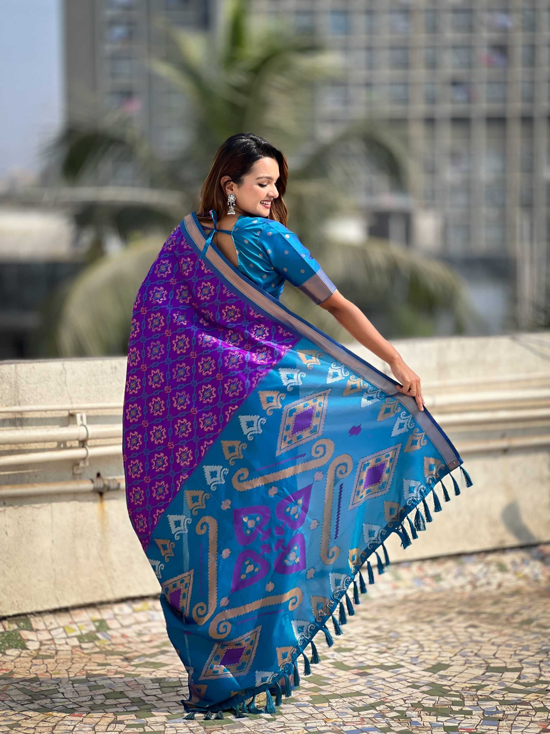 Ynf Premium Silk RIN116 SATRANGI PATOLA Sarees Wedding Collections Festive Collections Wholesale Fancy Sarees Ikkat Saree Silk Sarees Manufacturer