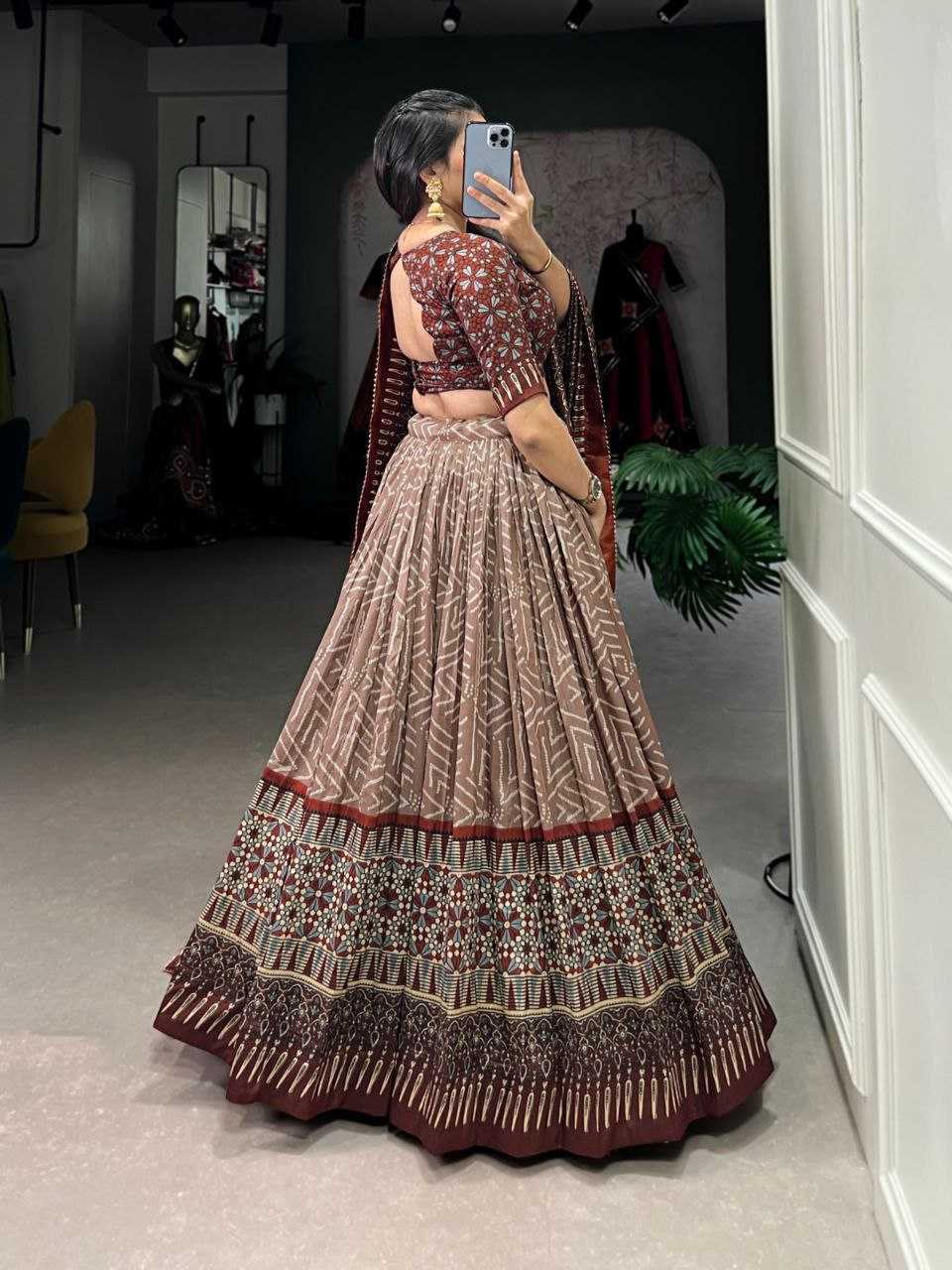 Ynf Tussar Silk KESH187 AJARAK 2 Lehengas Wholesale Fancy Lehenga Traditional Lehenga Printed Lehenga Manufacturer