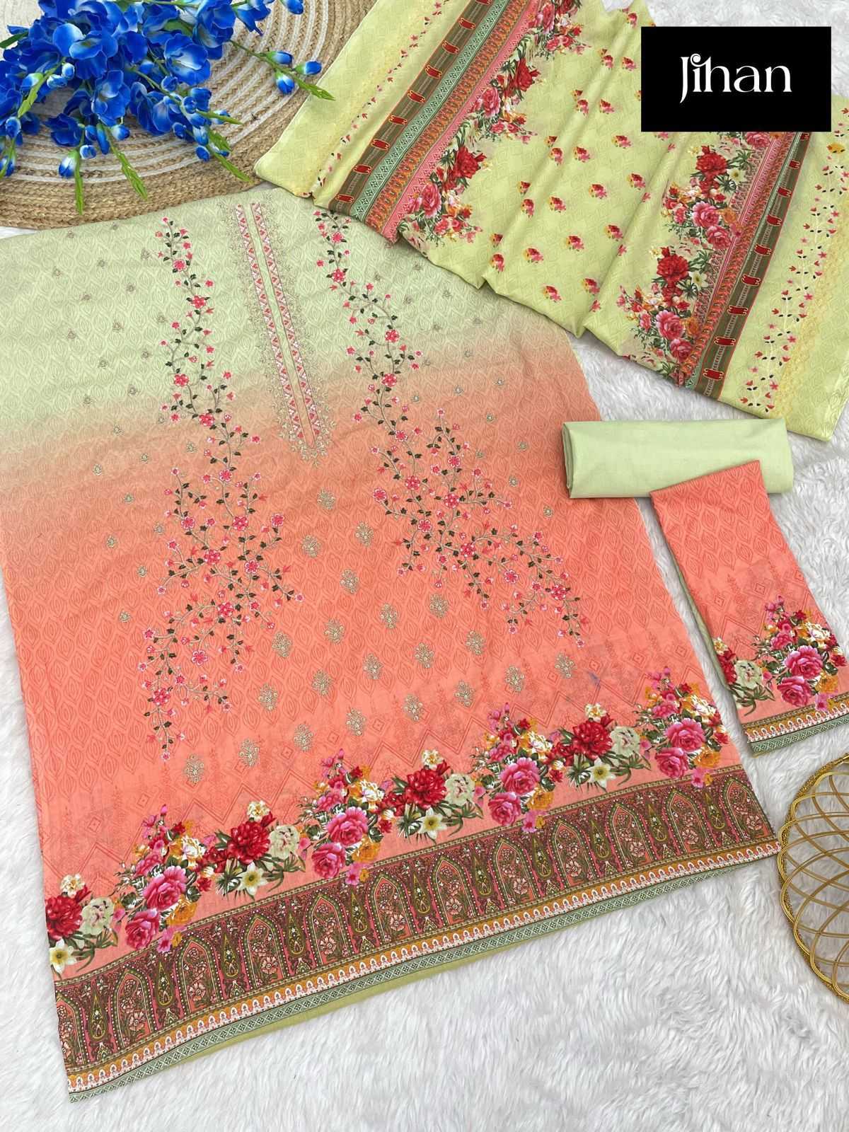 Ynf Chiffon RIN186 JIHAN-BIN SAEED LAWN PRINTED Suits & Dresses Islamic Clothing Festive Collections Wholesale Embroidery Suits Party wear suits Eid Collections Manufacturer