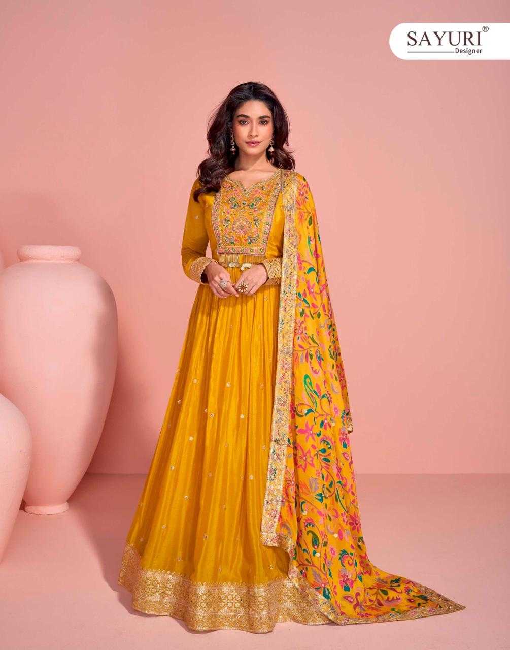 Ynf Chinon Silk RIN184 SAYURI DESIGNER-MAYURI Suits & Dresses Rakhi Collections Festive Collections Wholesale Party wear suits Silk Suits Embroidered Suits Manufacturer