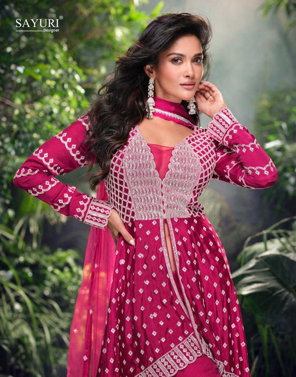 Ynf Chinon Silk RIN184 SAYURI DESIGNER-SHIVANI Suits & Dresses Wedding Collections Festive Collections Wholesale Palazzo Suit Party wear suits Embroidered Suits Manufacturer