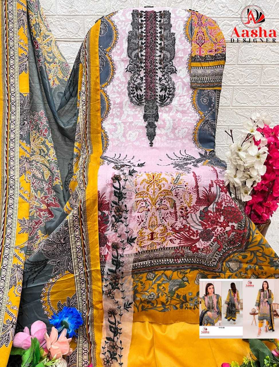 Ynf Pure Cotton RIN186 AASHA DESIGNER-1113AB Suits & Dresses Islamic Clothing Festive Collections Wholesale Embroidery Suits Cotton Suits Party wear suits Manufacturer