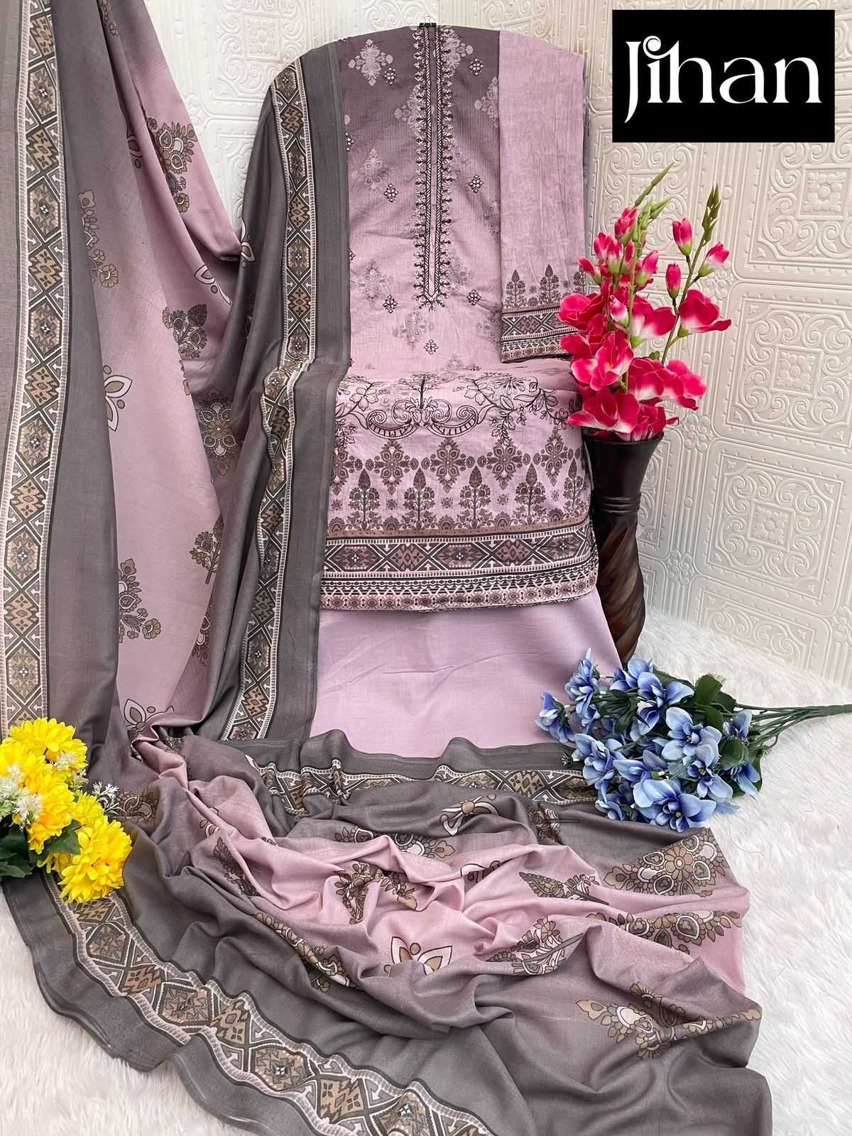 Ynf Pure Cotton RIN186 JIHAN-PRESTIGE-2 Suits & Dresses Islamic Clothing Festive Collections Wholesale Embroidery Suits Cotton Suits Eid Collections Manufacturer