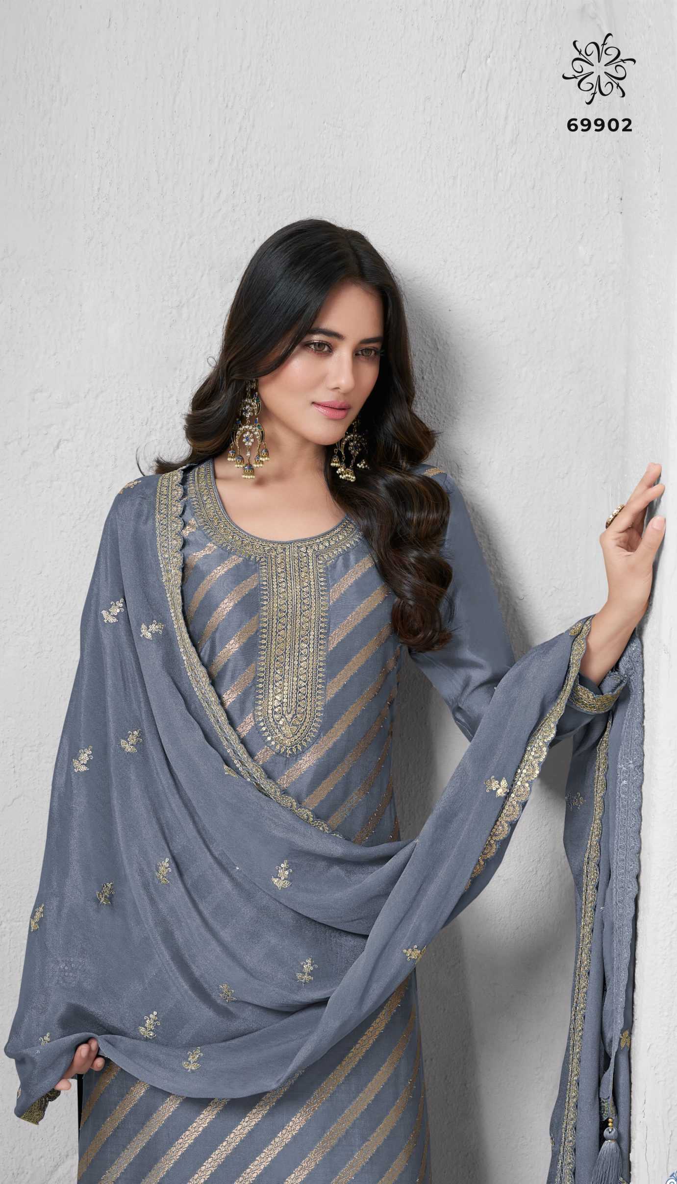 Ynf Silk RIN186 VINAY KULEESH - SILKY Suits & Dresses Wedding Collections Festive Collections Wholesale Embroidery Suits Party wear suits Silk Suits Manufacturer