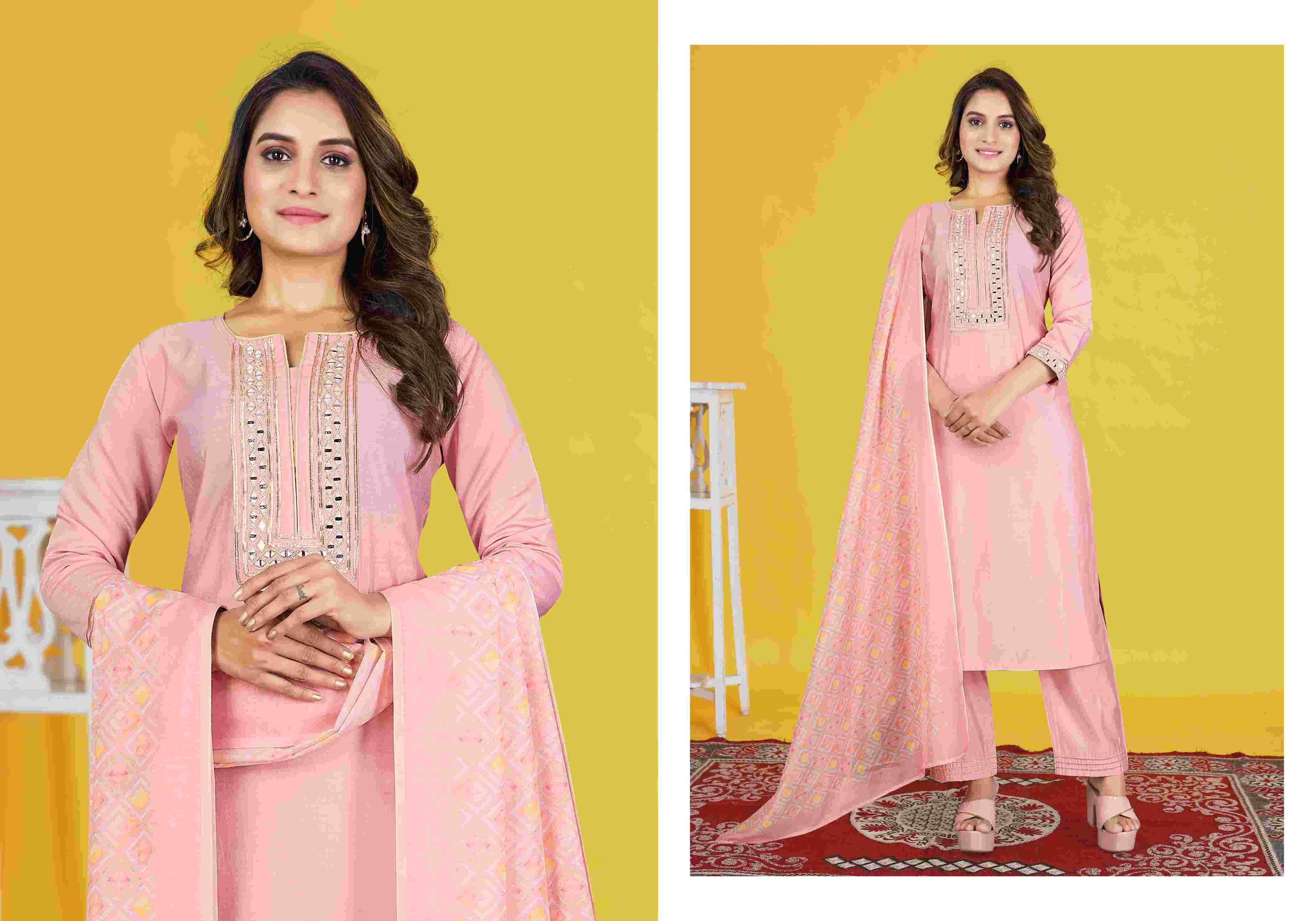 Ynf Heavy Roman Silk RIN113 4314 Suits & Dresses Wholesale Printed Suits Designer Suits Silk Suits Manufacturer