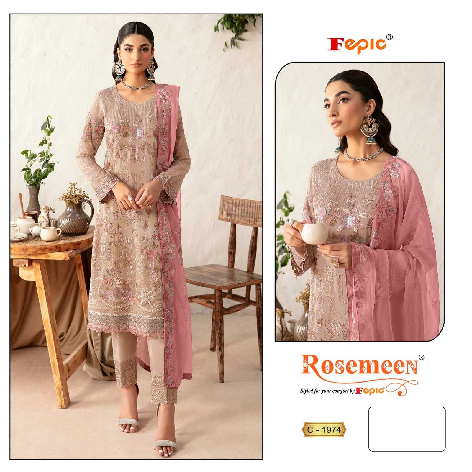 Ynf Georgette KESH446 FEPIC ROSEMEEN-1974 Suits & Dresses Islamic Clothing Festive Collections Wholesale Pakistani Suits Georgette Suit Embroidered Suits Manufacturer