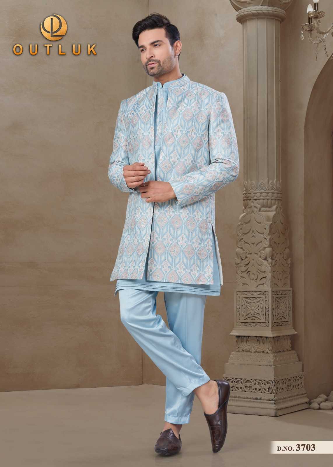 Ynf Mysore Silk RIN197 Outluk Premium Series Wedding 37 Mens Wear Wholesale Mens Kurta Pyjama Men Wedding kurta Embroidered Kurta Pajama Manufacturer