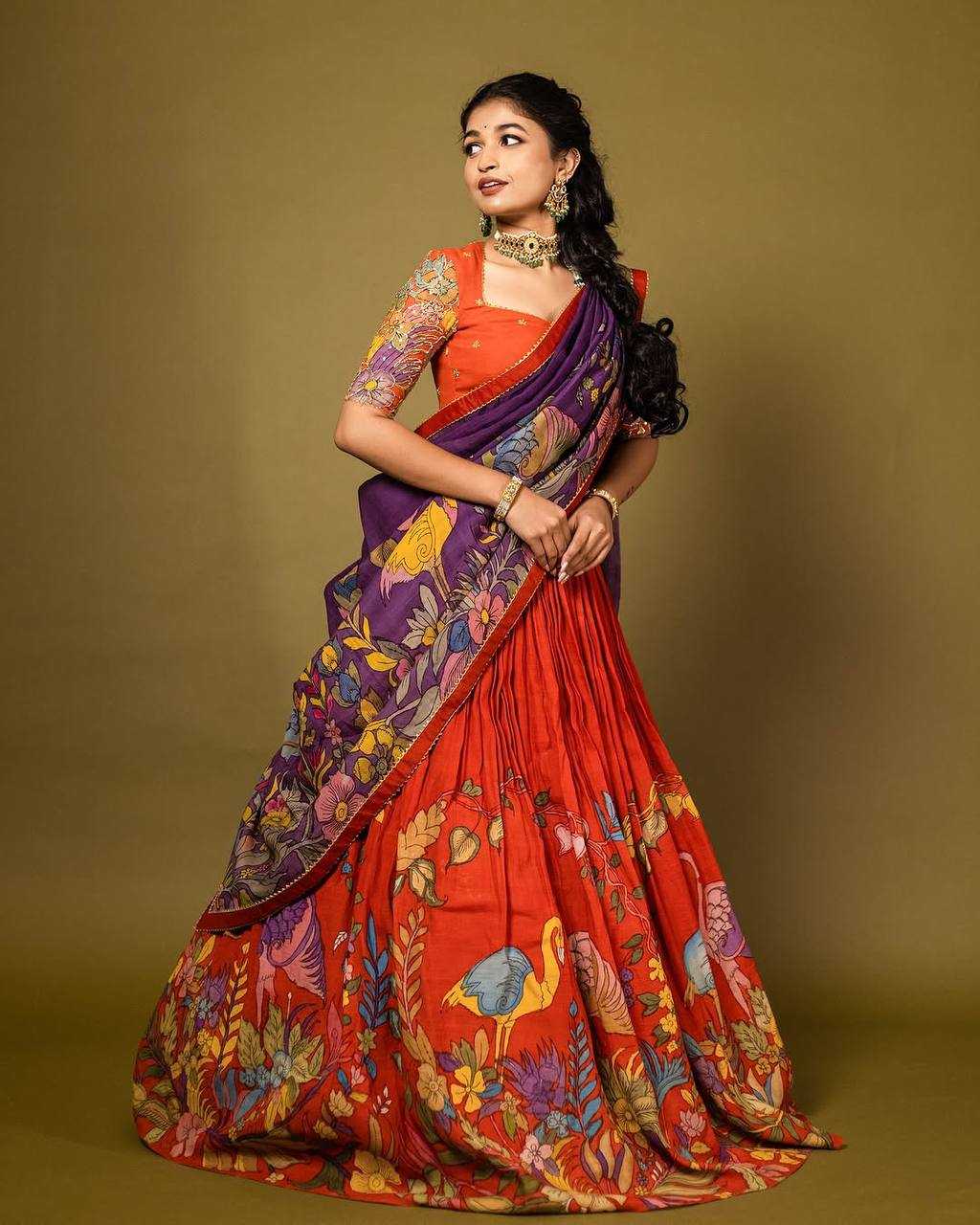 Ynf Chinon KESH485 60 Lehengas Wholesale Fancy Lehenga Kalamkari Lehenga Printed Lehenga Manufacturer