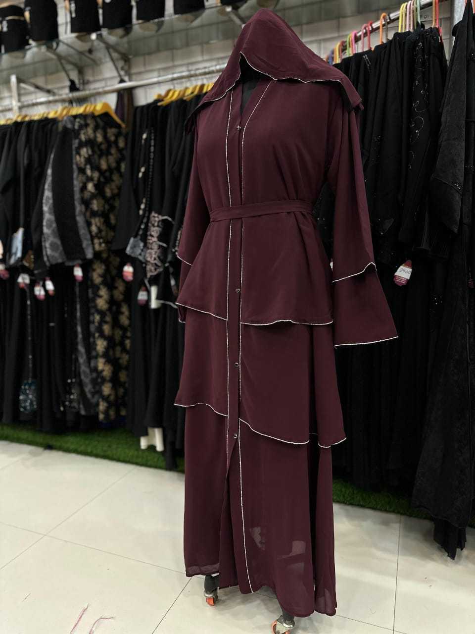 Ynf Georgette KESH444 3 layer Islamic Clothing Wholesale Burkha Manufacturer