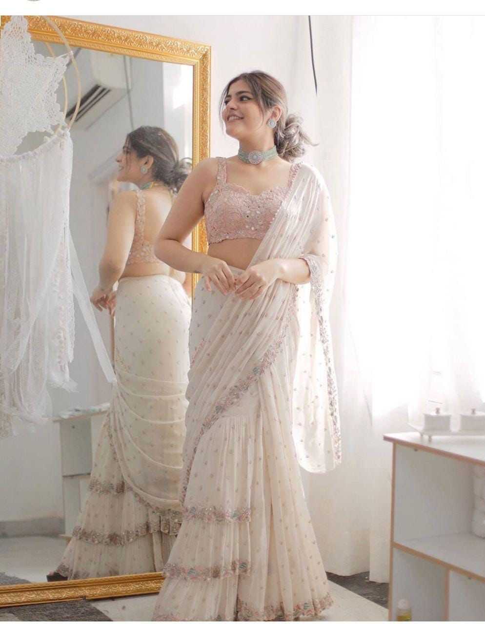 Ynf Georgette RIN222 226 Sarees Wedding Collections Festive Collections Wholesale Party Wear Sarees Georgette Sarees Mirror Work Saree Manufacturer