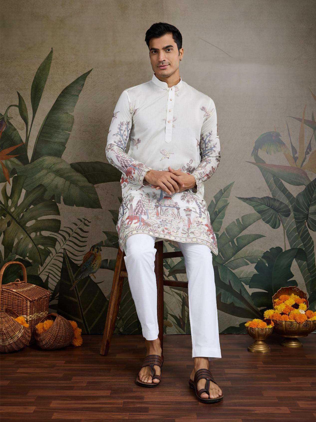 Ynf Silk Cotton RIN202 THE DESI EDIT Mens Wear Wholesale Mens Kurtas Mens Kurta Pyjama Embroidered Kurta Pajama Manufacturer