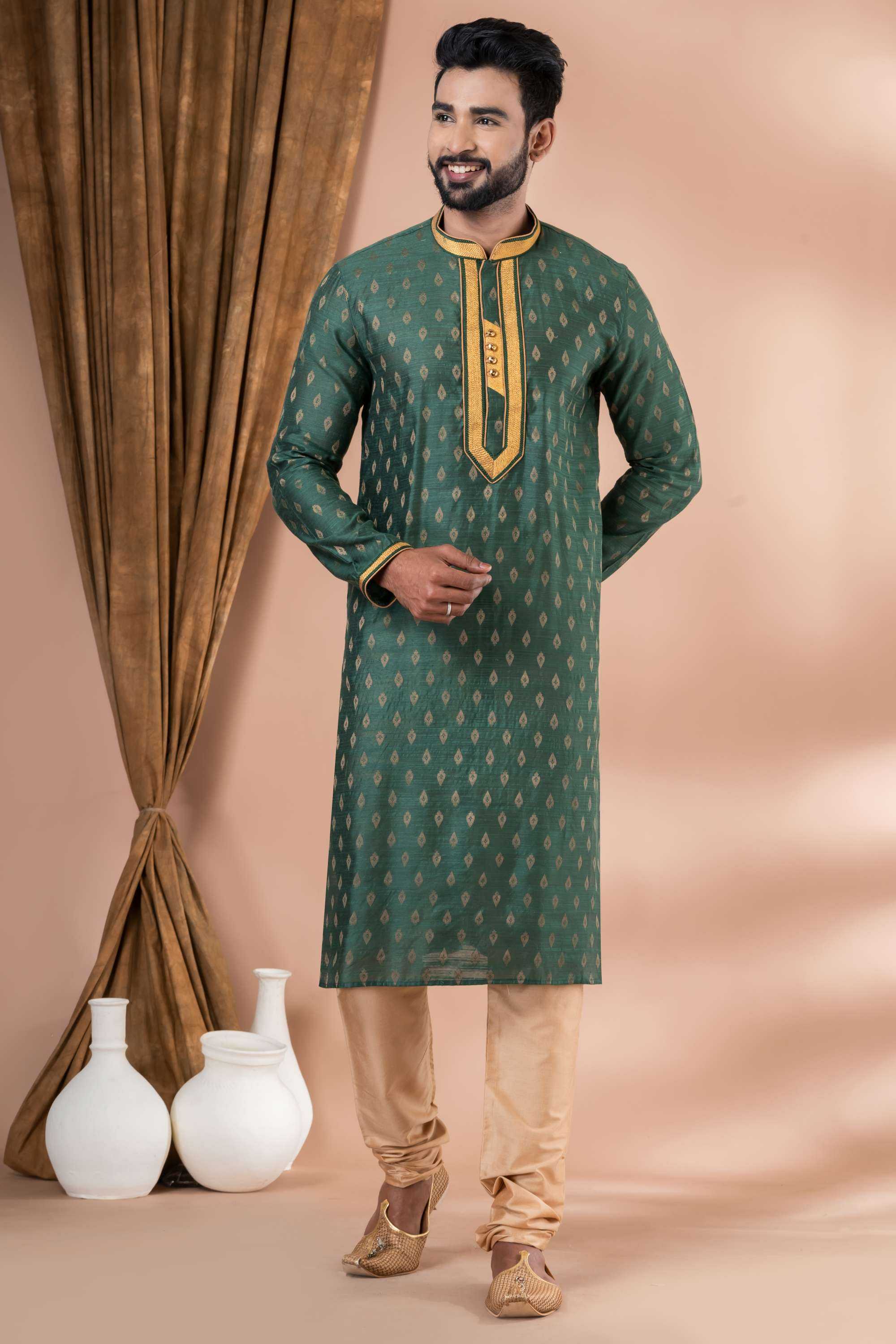 Ynf Banarasi Cotton RIN223 3425B Mens Wear Wholesale Mens Kurtas Mens Kurta Pyjama Men Wedding kurta Manufacturer