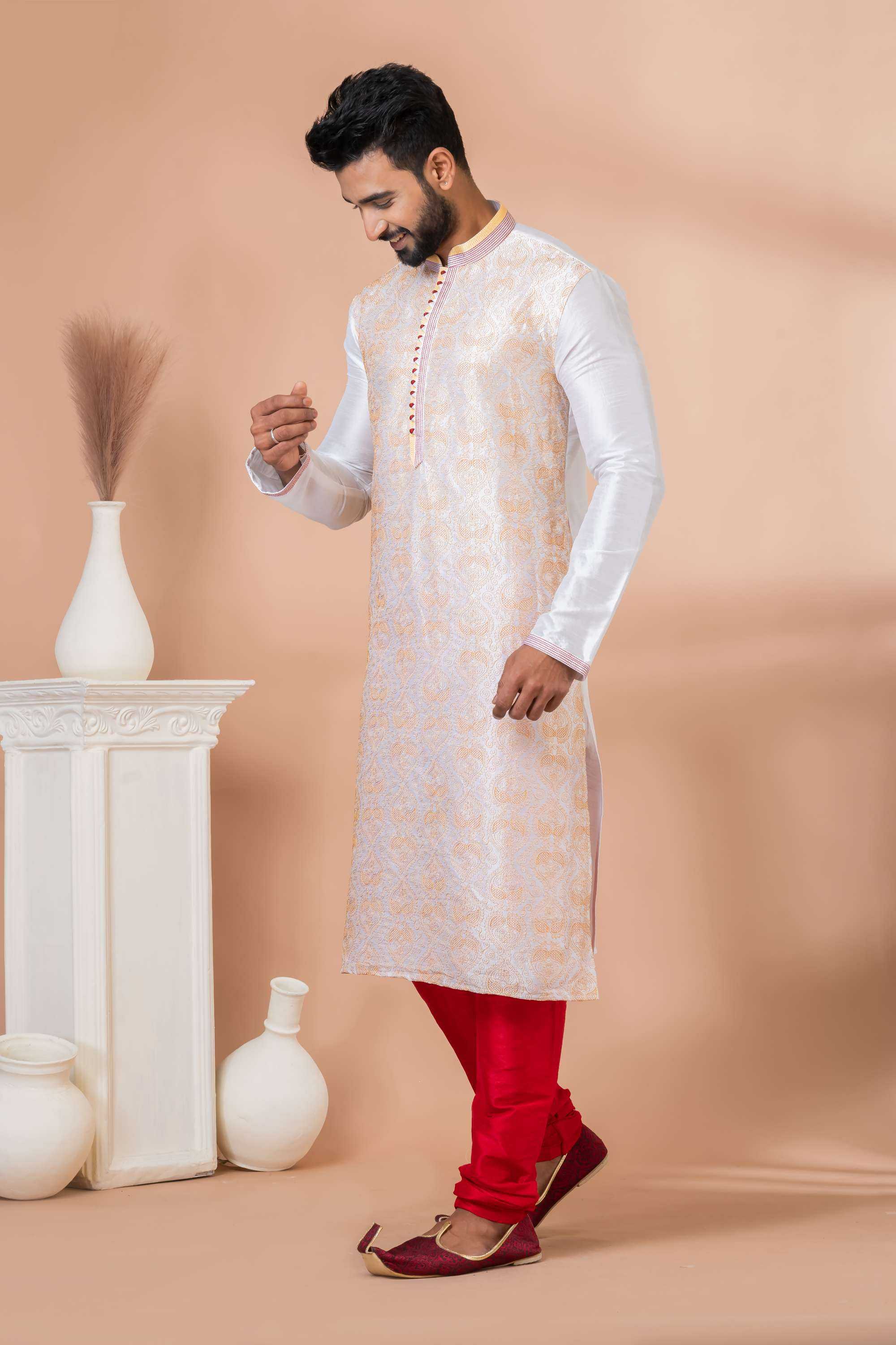 Ynf Banarasi Jacquard RIN223 3322B Mens Wear Wholesale Mens Kurtas Mens Kurta Pyjama Men Wedding kurta Manufacturer
