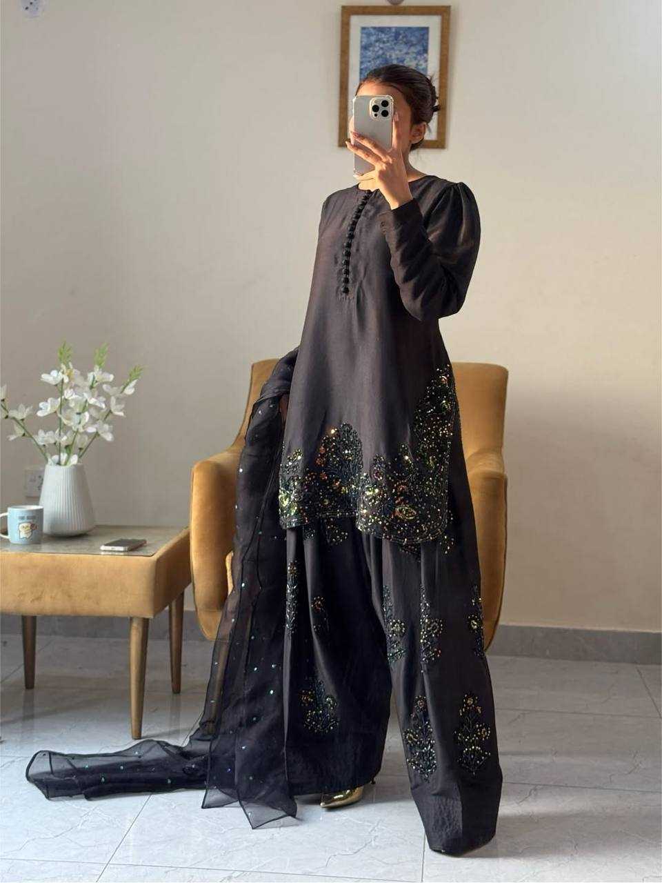 Ynf Crepe Silk KESH499 5267 Suits & Dresses Wholesale Sharara Salwar Suits Embroidery Suits Black Salwar Suit Manufacturer